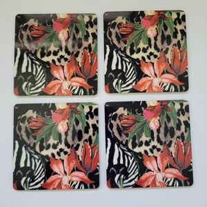 Chico's 4 Coasters Mixed Print 4”x4” New Open Box